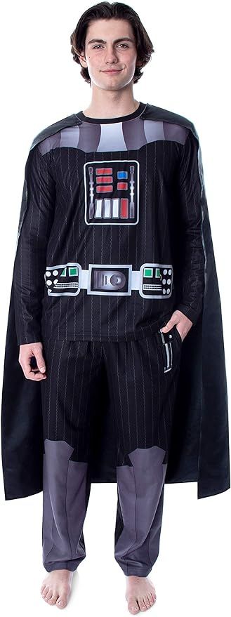 Star Wars Men's Darth Vader Costume Pajamas Long Sleeve Shirt And Pants Pajama Set With Cape | Amazon (US)