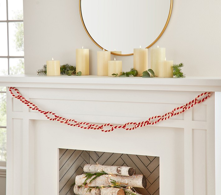 Candy Cane Bottlebrush Chain Garland | Pottery Barn Kids