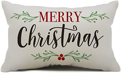 DFXSZ Merry Christmas Pillow Covers Holly Berries Lumbar Pillow Covers Outdoor Pillowcase 12x20 I... | Amazon (US)