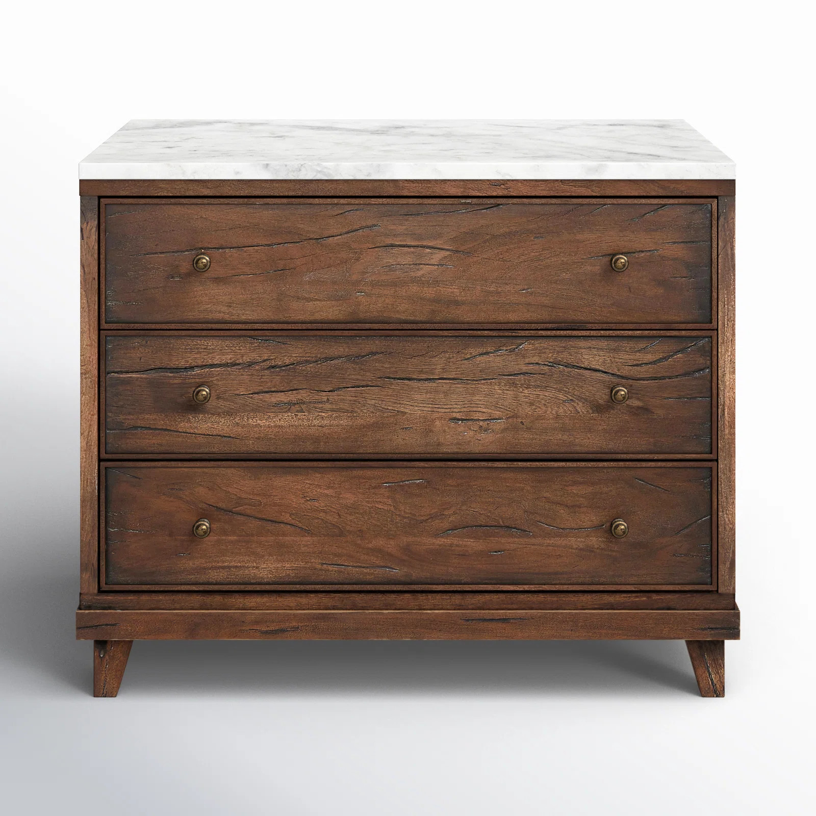 Elson 3 Drawer Marble Nightstand | Wayfair North America