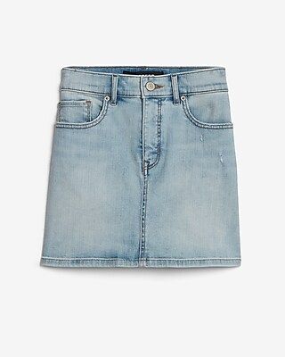 High Waisted Straight Mini Jean Skirt | Express