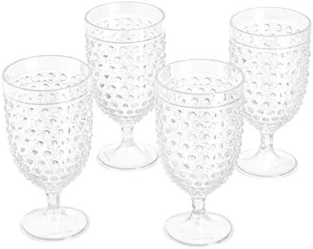 Amazon Basics Tritan Hobnail Texture Footed Iced Tea Glasses - 17-Ounce,Plastic, Set of 4 | Amazon (US)