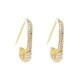 Sparkly Safety Pin Earrings - Pave Safety Pin Drop Earrings - Minimal Modern Hoop Earrings - Rose Go | Amazon (US)