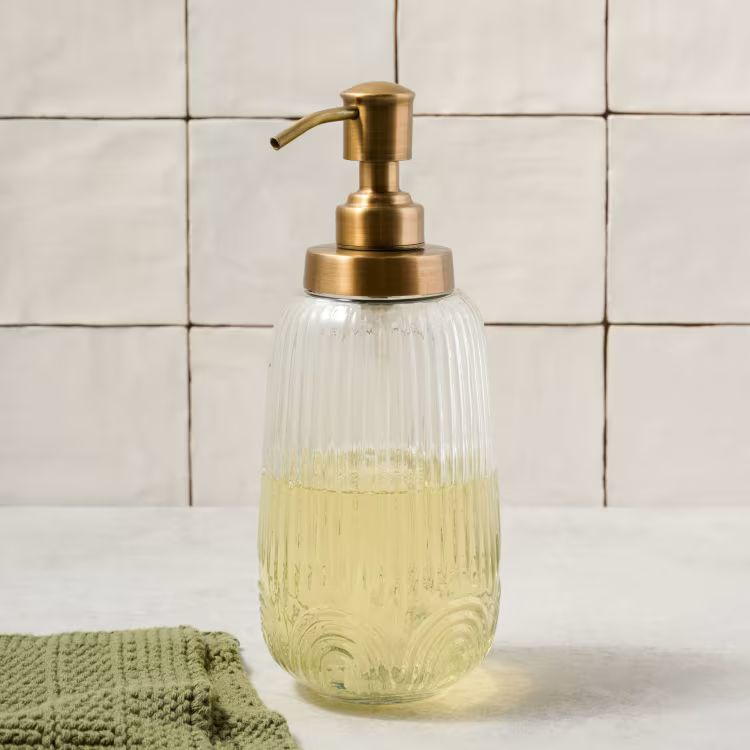 Etched Glass and Brass Soap Dispenser | Magnolia