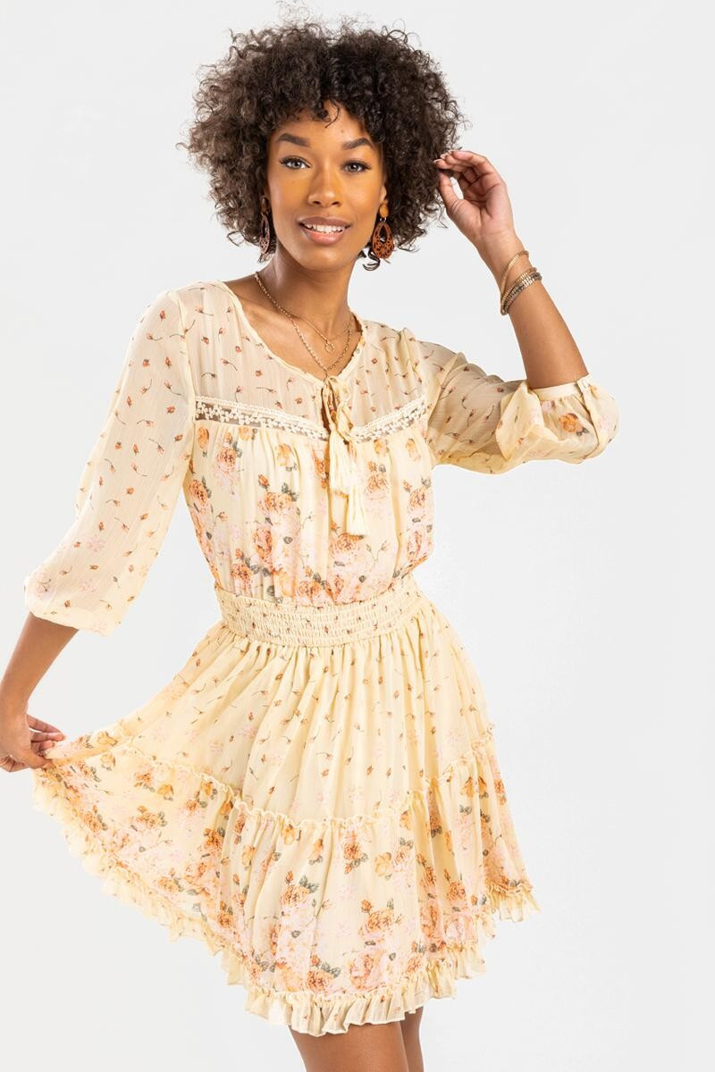 Tensley Floral Smocked Dress | Francesca’s Collections