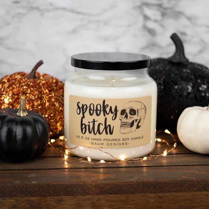 Spooky Bitch Skull Soy Candle Halloween Fall 16.5 Oz. Large - Etsy | Etsy (US)