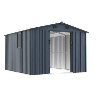8 ft. W x 10 ft. D Metal Shed with Window and Lockable Doors (80 sq. ft. ) | The Home Depot