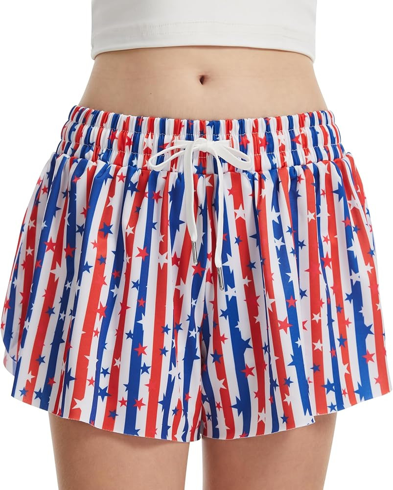 Girls Flowy Shorts Butterfly Shorts for Kids with Pocket 2-in-1 Athletic Shorts Running Shorts fo... | Amazon (US)