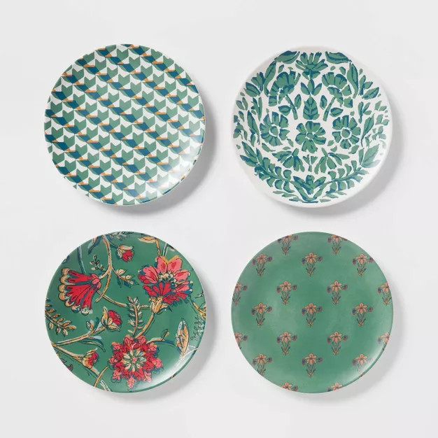 6.8" 4pk Bamboo and Melamine Mixed Pattern Appetizer Plates - Threshold™ | Target