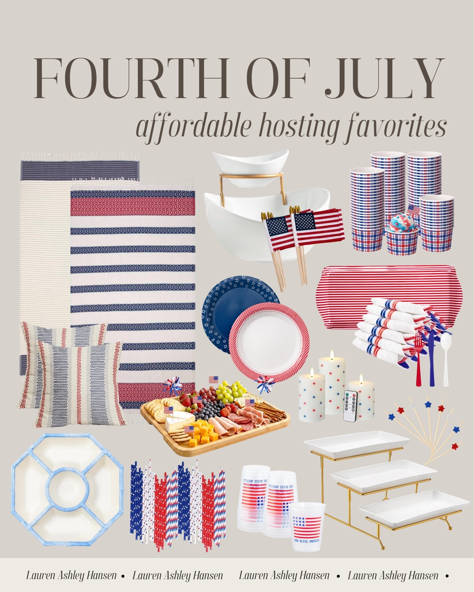 Everything you'll need for hosting this 4th of July! Paper goods, towels, serving platters, decor, and more. Affordable, fun, and festive!

#LTKHome