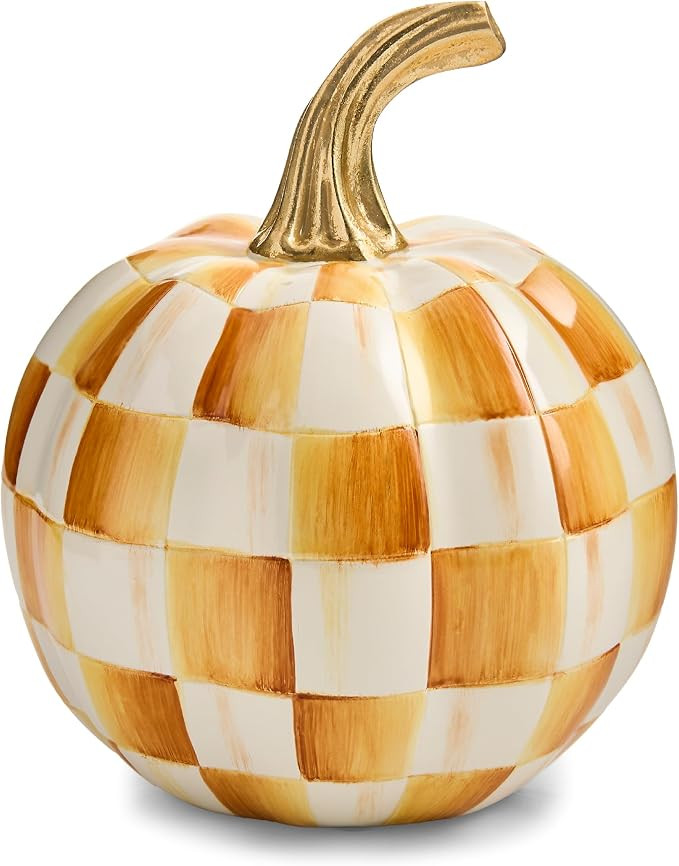 MACKENZIE-CHILDS Resin Pumpkin, Mini, Golden-Yellow-and-White Amber Check | Amazon (US)