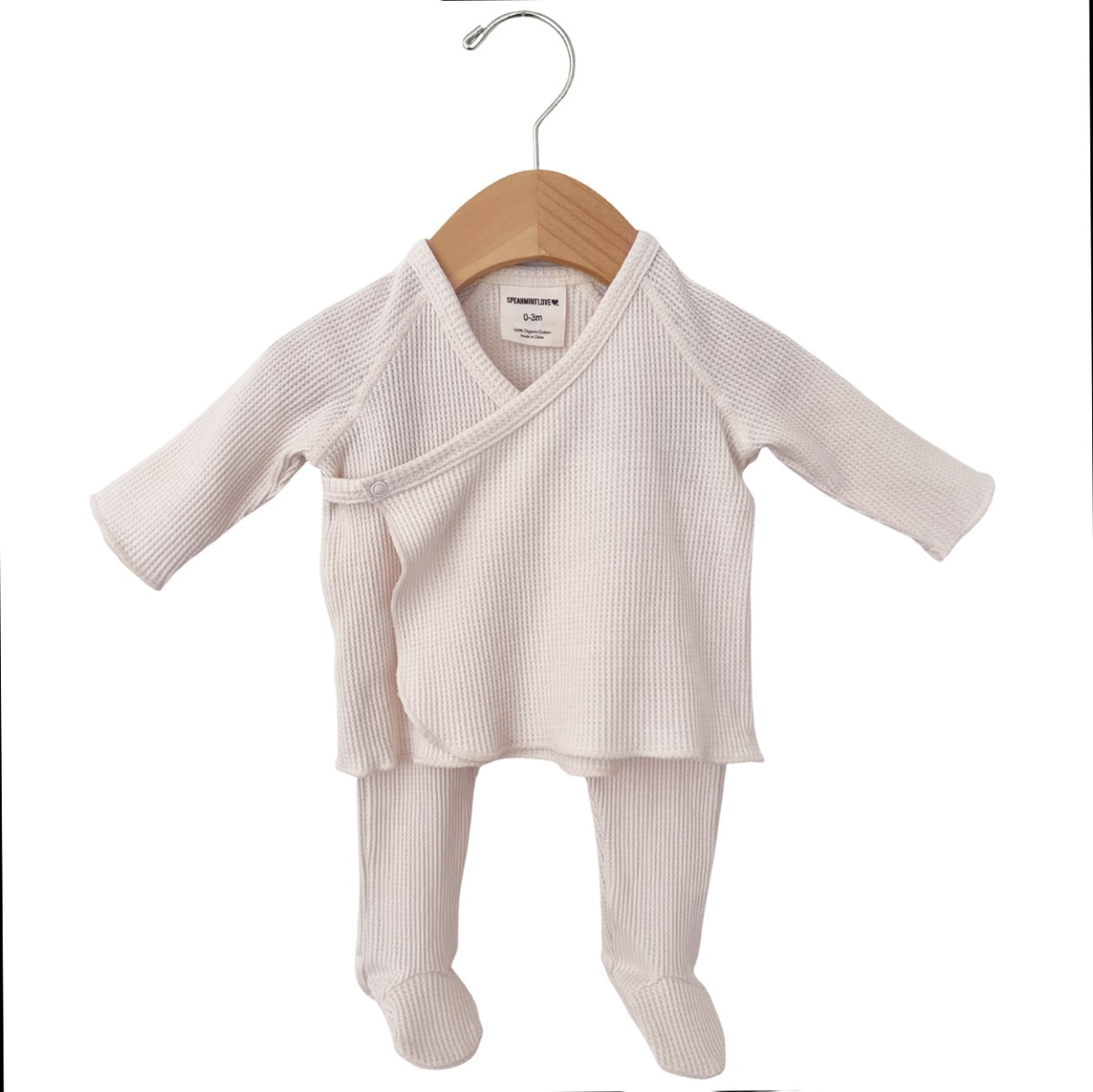 Organic Waffle Kimono & Pant Set, Snow | SpearmintLOVE