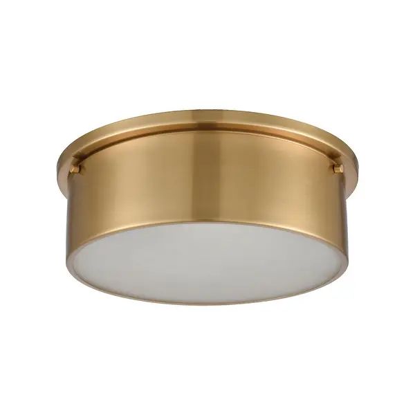 3-Light Flush Mount in Satin Brass with Frosted Glass | Bed Bath & Beyond