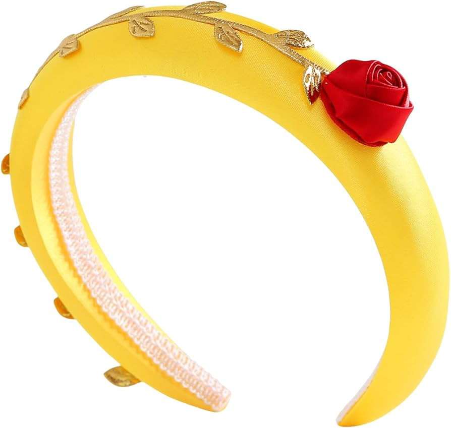 Princess Headband for Women Yellow Hair Hoop Rose Headwear Hair Accessories Halloween Costume Par... | Amazon (US)