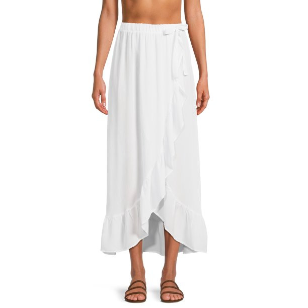 Time and Tru Women's and Women's Plus Ruffle Trim Skirt Cover Up | Walmart (US)