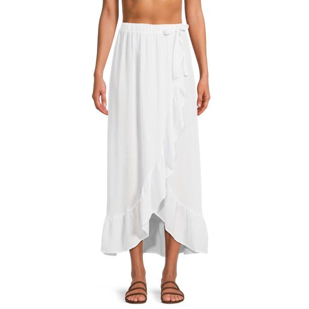 Time and Tru Women's and Women's Plus Ruffle Trim Skirt Cover Up | Walmart (US)