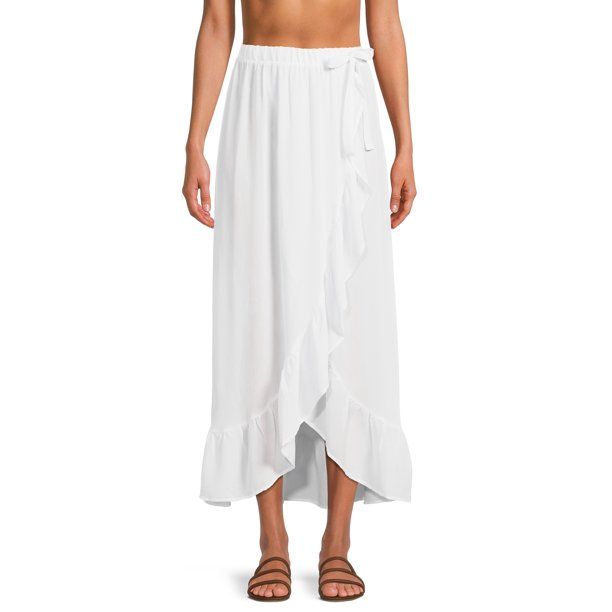 Time and Tru Women's and Women's Plus Ruffle Trim Skirt Cover Up - Walmart.com | Walmart (US)