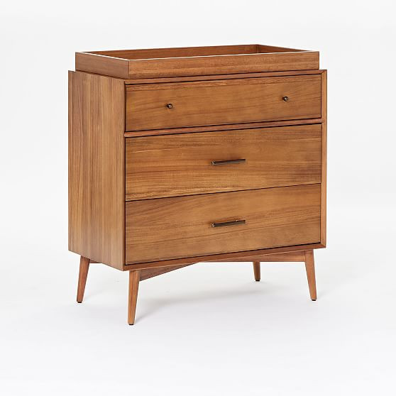 Mid-Century 3-Drawer Changing Table and Topper, Acorn, WE Kids | West Elm (US)