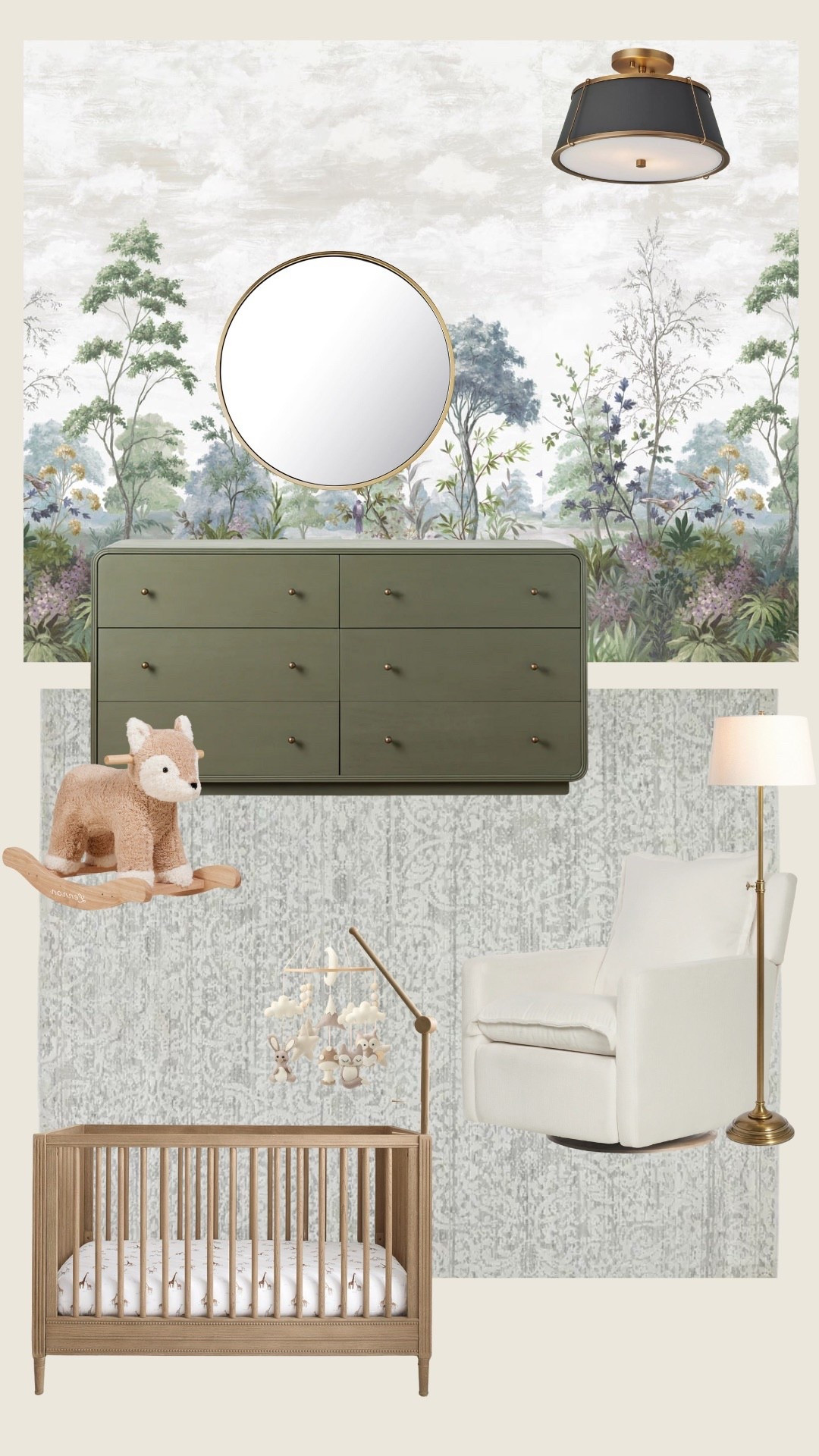 Nursery decor so far ☁️ Exact wallpaper is Anna French Cumbria Mural and exact rug is Jaipur Living Pollack Poetry POP03 - linking similars! 

Home decor
Baby nursery 
Nursery finds 

#LTKHome #LTKBaby