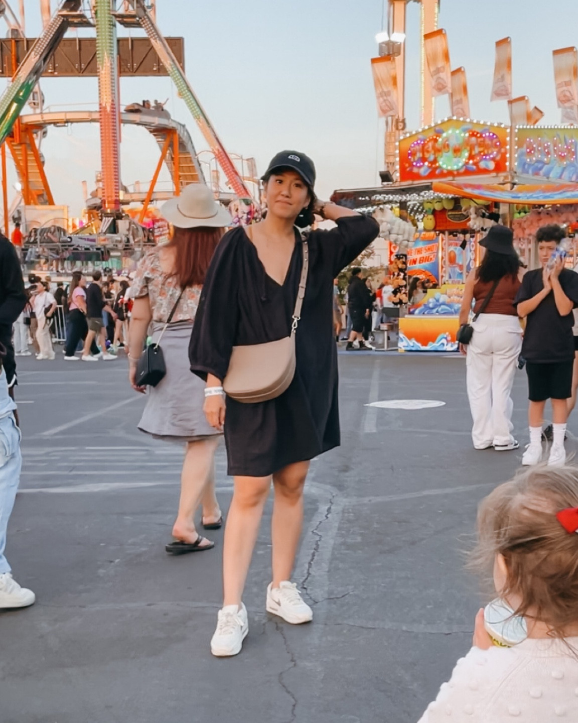summer foodie fit tip — airy light dress perf for eating but letting the breeze thru bc I could not fathom getting myself into stretchy pants for a 80° degree trip to the fair 🤪🤪🤪 

croissant hat @ajarofpickles_
bag @minabaie
h&m dress size S 

#LTKtravel #LTKSeasonal #LTKstyletip