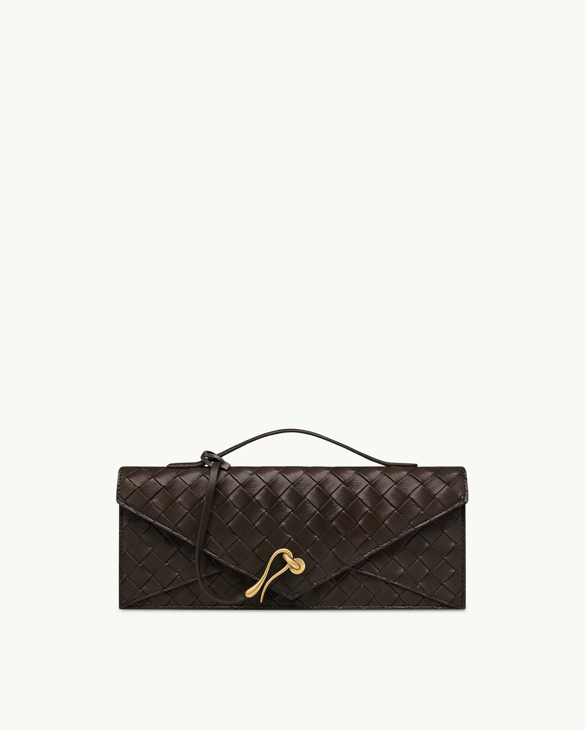 Celeste Woven Textured Envelope Top Handle Bag - Dark Brown | JW PEI US
