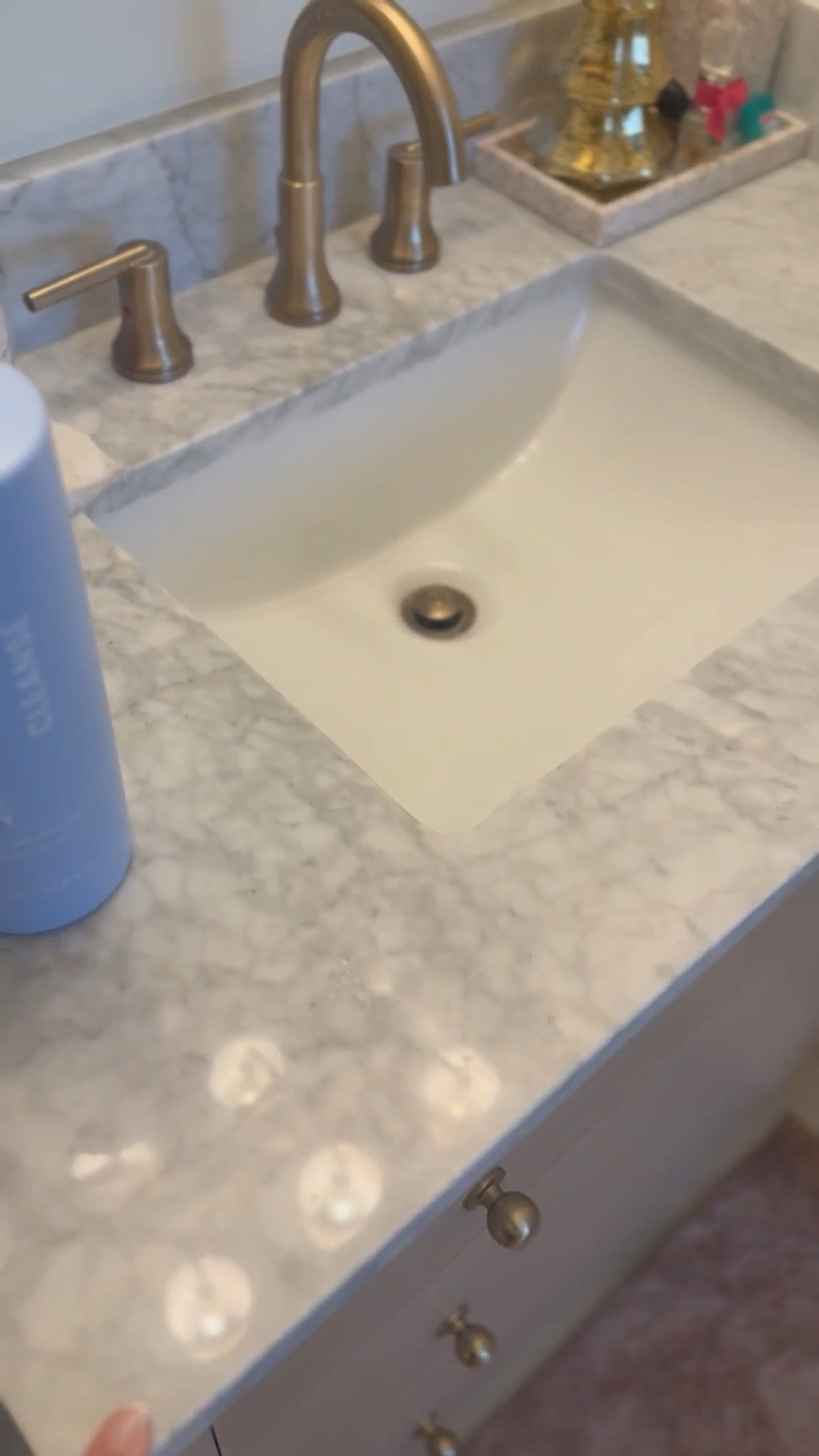 I chose this marble vanity top because I wanted something that felt elevated but still practical for everyday use. I like how the soft veining adds interest without overpowering the space.

I paired it with these best selling knobs to keep everything feeling cohesive and finished. Both have held up well and were easy swaps that made a noticeable difference. Linked here for reference if you’re planning a similar update. 

 

#LTKHome #LTKU #LTKSaleAlert