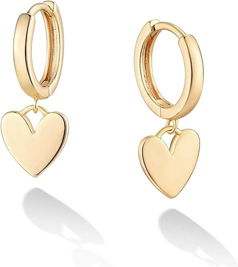 Gold Dainty Dangle Hoop Earrings for Women Small Huggie Hoop with Cubic Zirconia Cute Star Heart ... | Amazon (US)