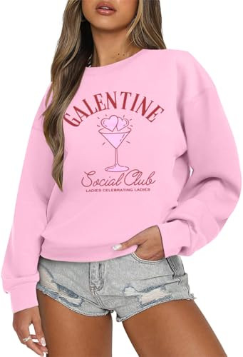 Galentine Party Sweatshirt Women Ladies Celebrating Ladies Shirt Galentine Girls Club Pullover Long Sleeve Tops Pink | Amazon (US)