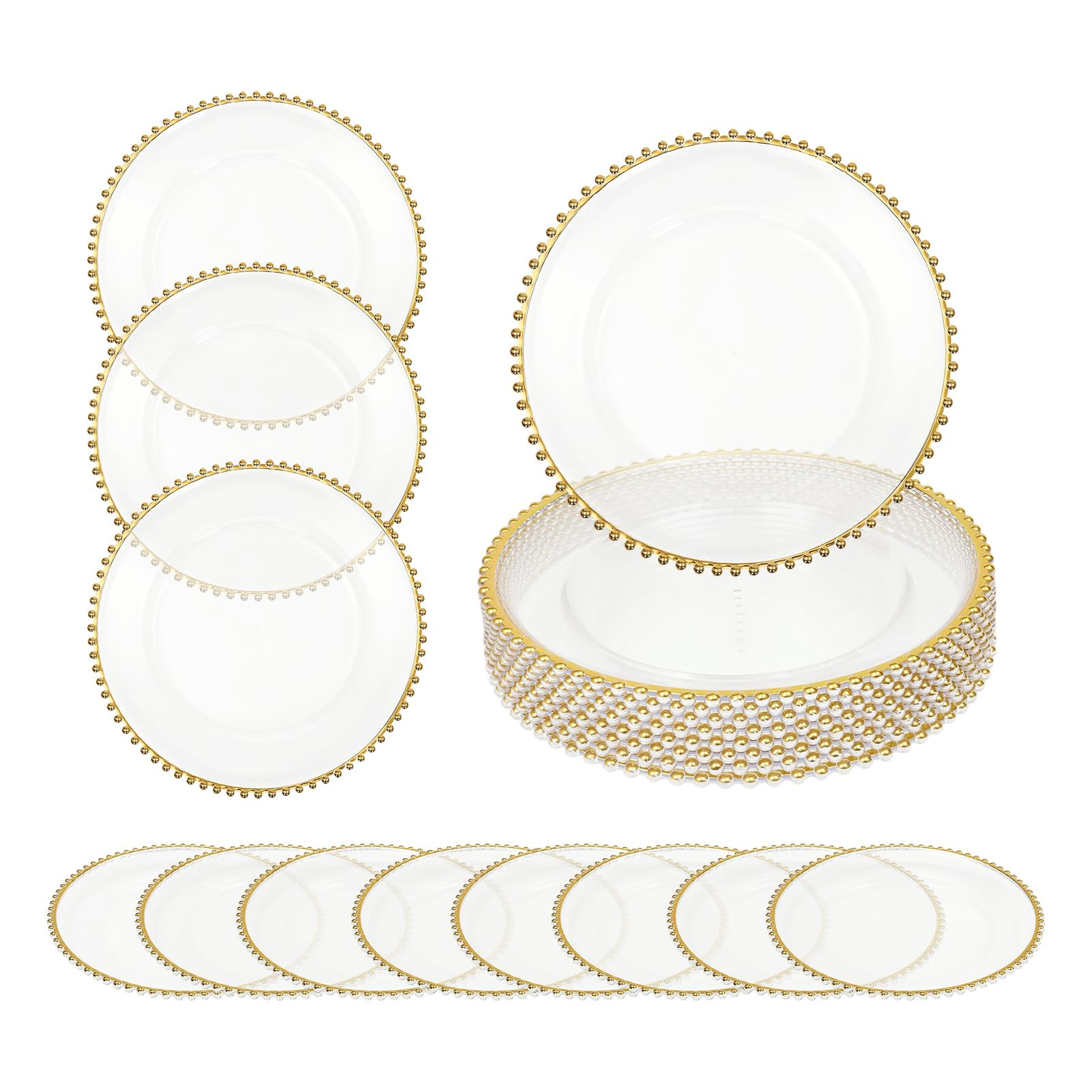 Charger Plates Set of 25, Beaded Design 12.6inch PS Round Table Charger Plates, Dinner Food Displ... | Amazon (US)