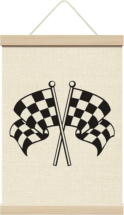 ZEDEV Race Car Poster Hanger with Wood Frames 12x16 Inches, Racing Flag Play Sign Canvas Wall Art... | Amazon (US)