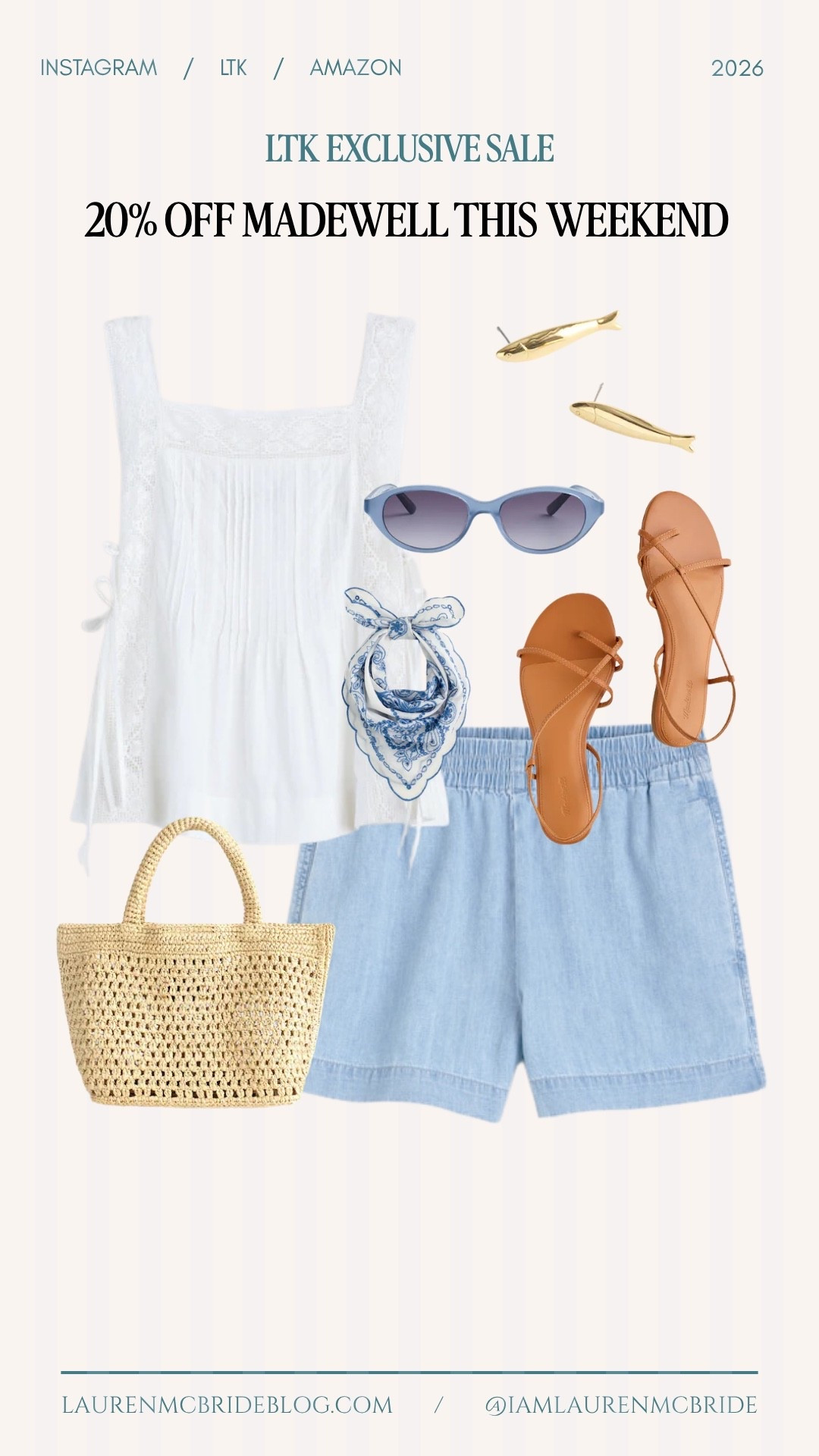 20% off @Madewell  this weekend — use code LTK20, May 15–18 only! 🤍

Madewell sale, LTK sale, summer outfit, white top, chambray shorts, strappy sandals, straw tote, hair scarf, sunglasses, gold earrings, Madewell discount, LTK exclusive sale, Madewell summer

#LTKxMadewell #LTKSaleAlert #LTKSeasonal