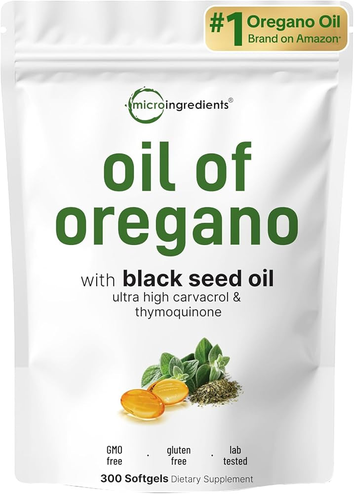 Micro Ingredients Oil of Oregano Softgels, 300 Count | 2 in 1 Formulated with Black Seed Oil, 4X ... | Amazon (US)