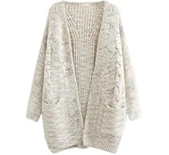 futurino Knit Cardigan Women's Chunky Open Front Outwear Cover Up with Pockets | Amazon (US)