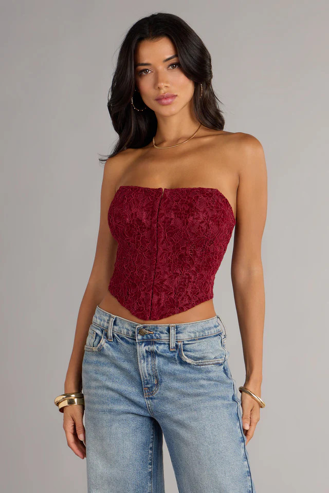 Sweet Obsession Strapless Lace Corset Top | Windsor Stores