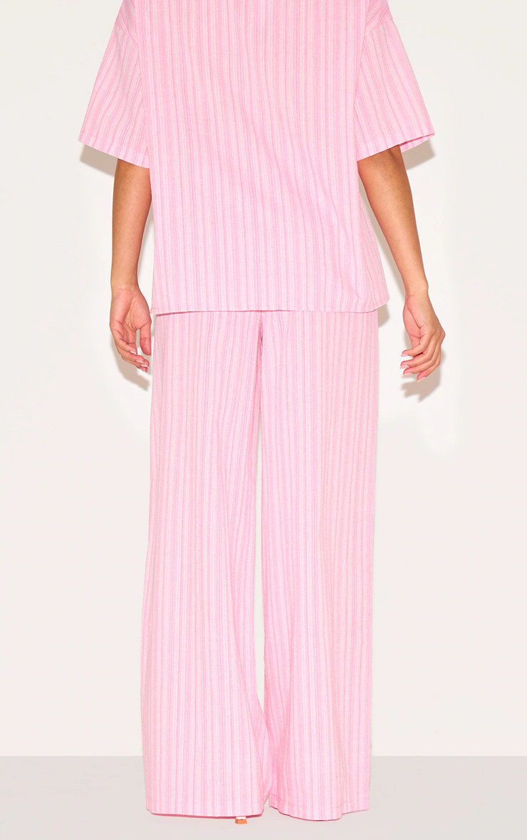 Petite Pink Pinstripe Wide Leg Pants | PrettyLittleThing US
