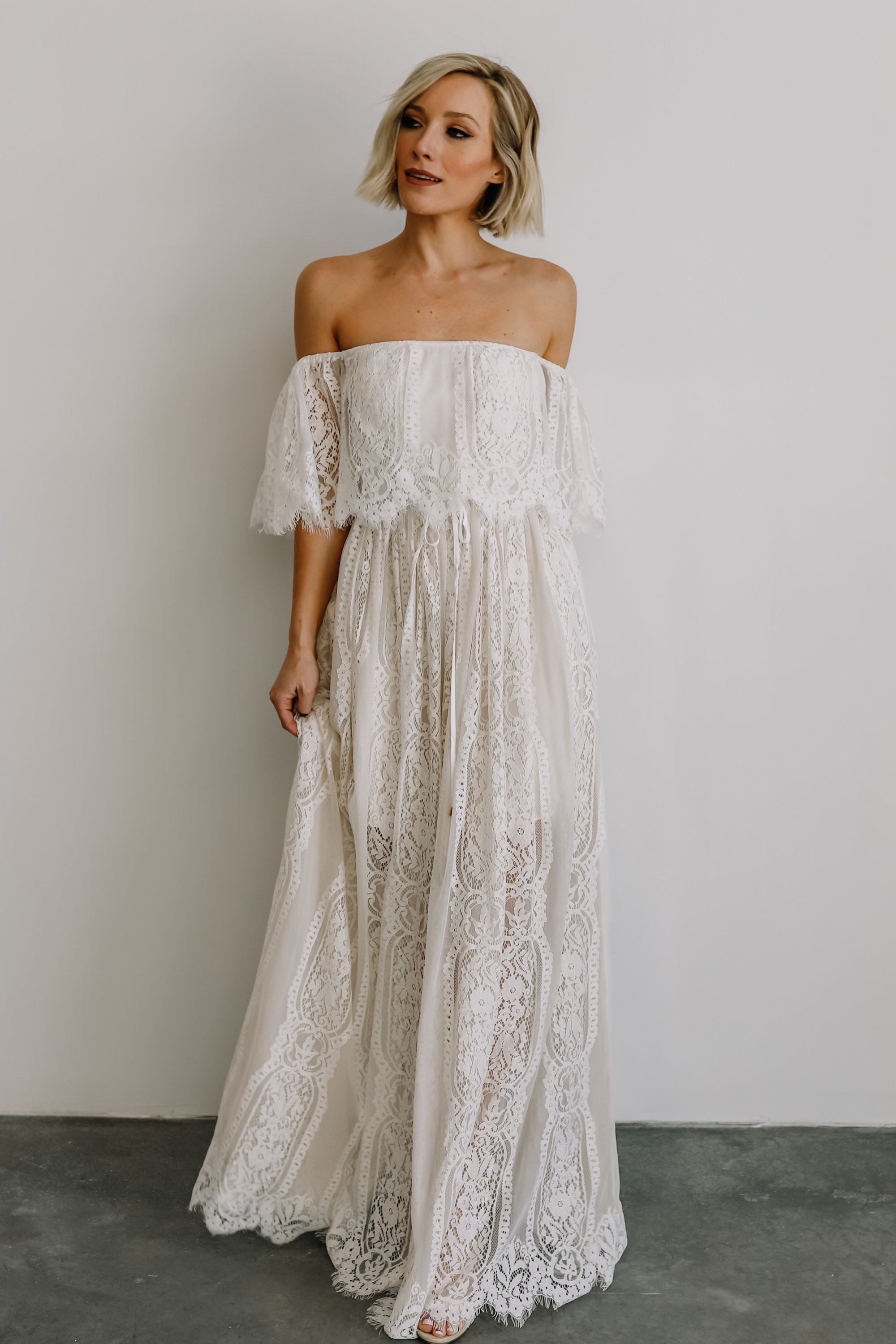 Caroline Lace Maxi Dress in Off White | Baltic Born