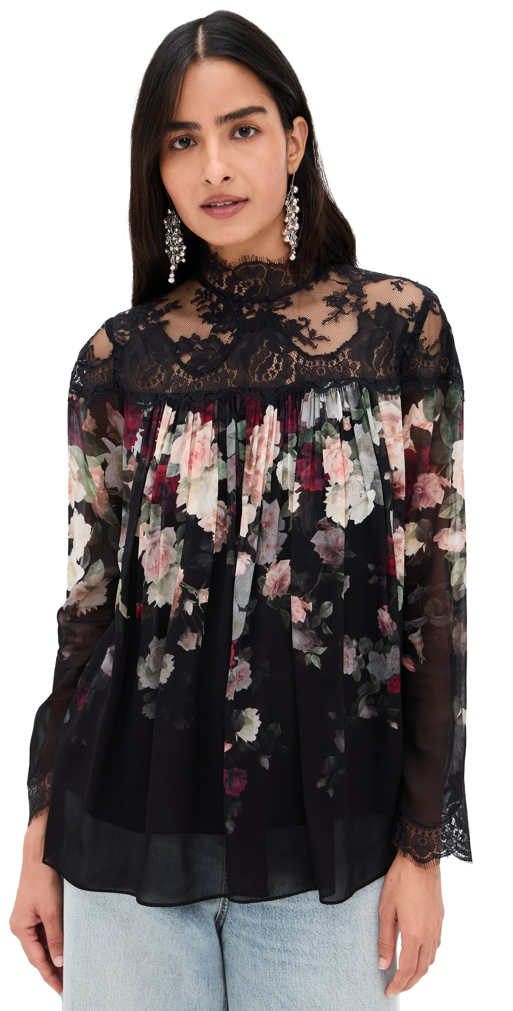 Zimmermann Hypnotic Lace Yoke Blouse Black Cascade 4 | Shopbop