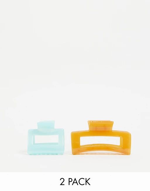ASOS DESIGN pack of 2 hair claws in small and large rectangle shape | ASOS (Global)