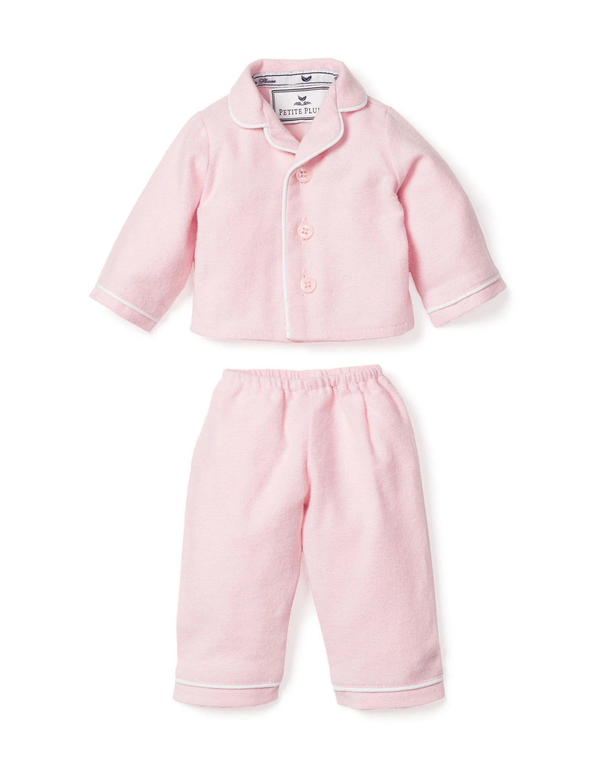 Kid's Flannel Doll Pajamas in Pink | Petite Plume