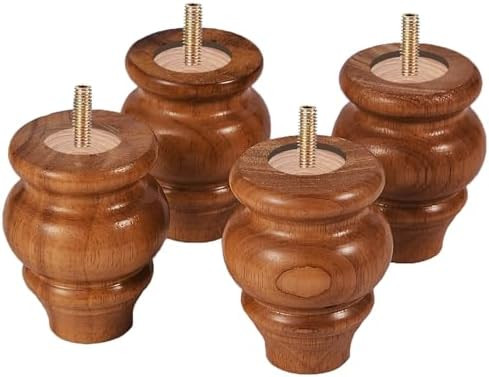 Sofa feet-Wood Couch Legs 3.5 inch Wood Color,Round Sofa Legs Set of 4,Couch Legs Replacement,for... | Amazon (US)