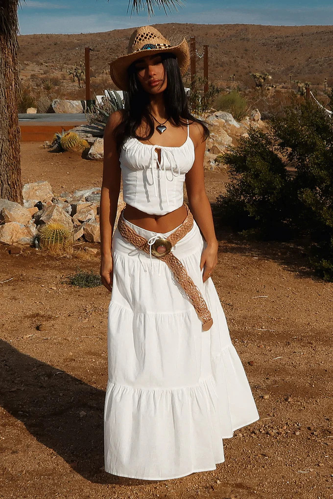 Barbados Linen Maxi Skirt - White | Thats So Fetch (US)