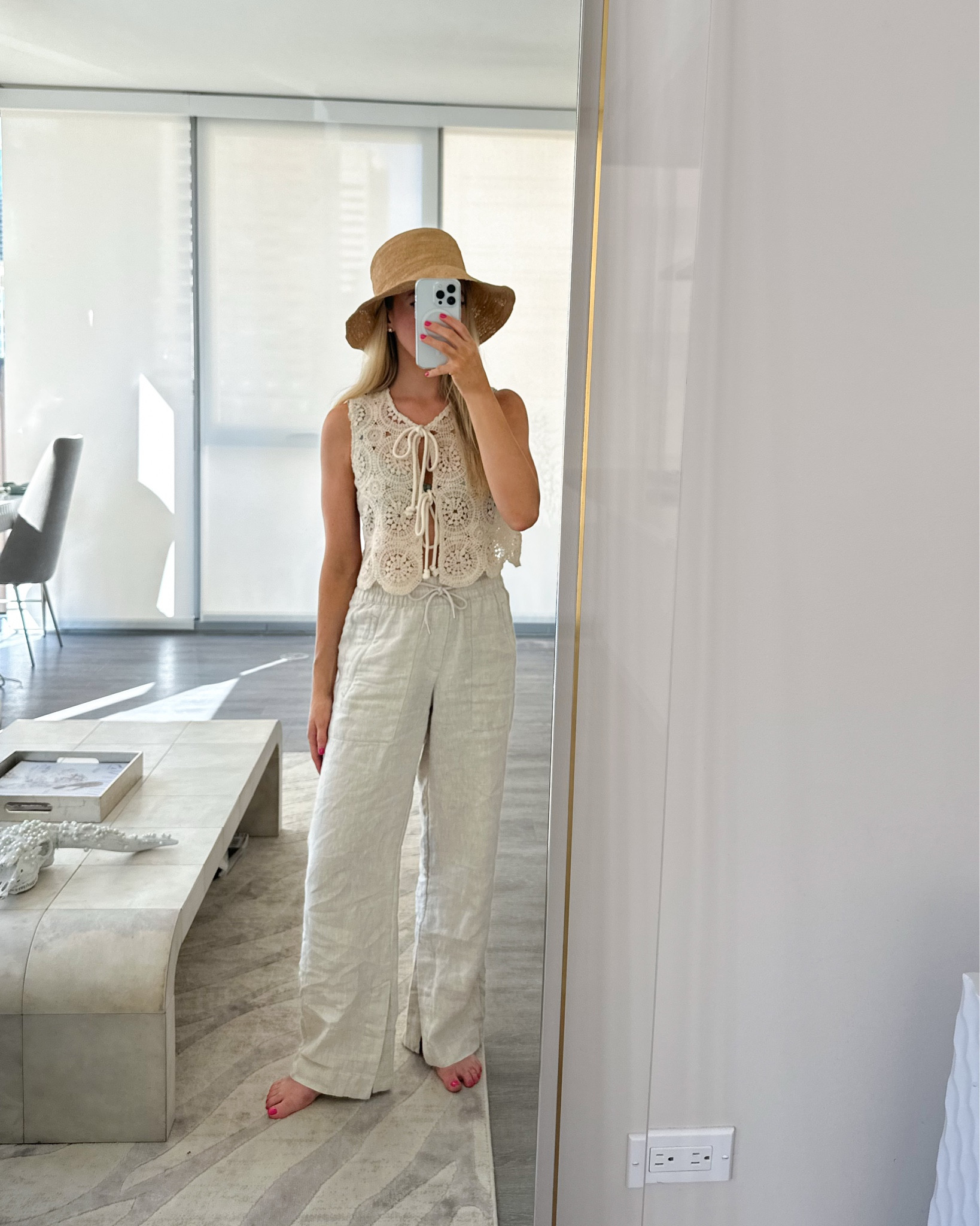 Italy: Daily Outfit - boat day

Italian Coast Outfit Idea: A stylish boat day look featuring a sun hat, crochet cover-up, and linen pants — perfect for warm weather travel, coastal adventures, or summer vacations in Italy.


linen pants, neutral summer outfit, warm weather, travel outfit, beach day, boat outfit, crochet coverup, euro travel, summer fashion, resort wear 

#LTKSwim #LTKStyleTip #LTKTravel