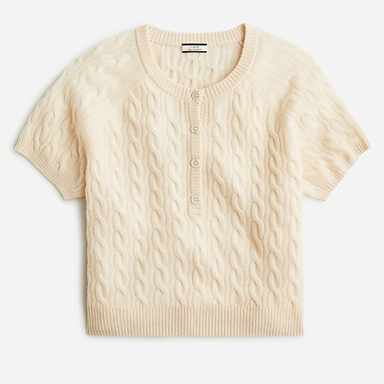 Cashmere cable-knit henley T-shirt | J. Crew US