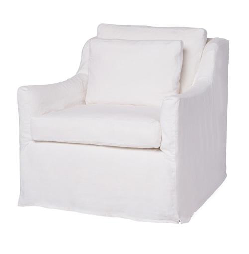 Cisco Home Lanister Feather Down White Coastal Slipcovered Club Arm Chair | Kathy Kuo Home
