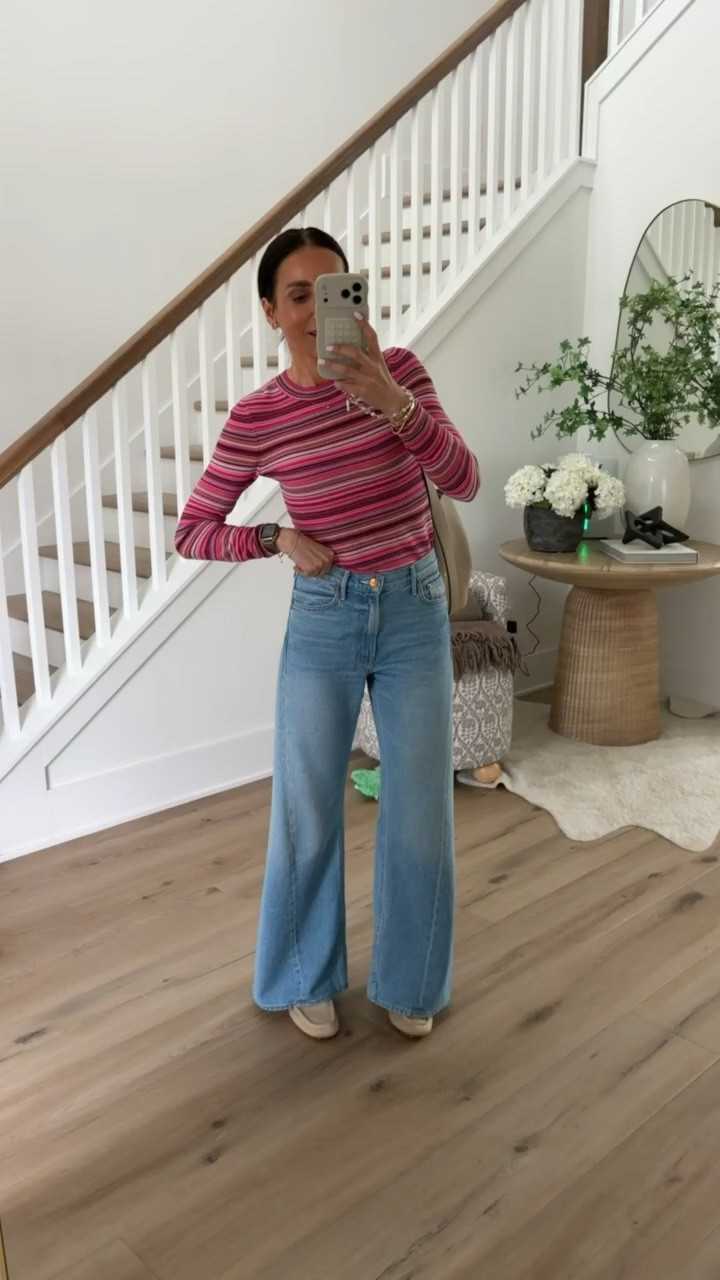 Loafers from Rothy's, fun spring outfit, Mother jeans, striped top, anna brstyle.

#LTKOver40 #LTKootd