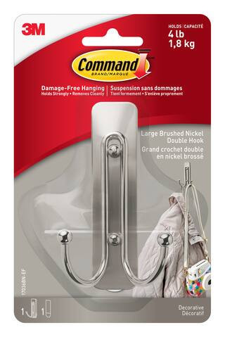Command™ Decorative Double Hooks, Brushed Nickel By 3M | 4 lb | Michaels® | Michaels Stores