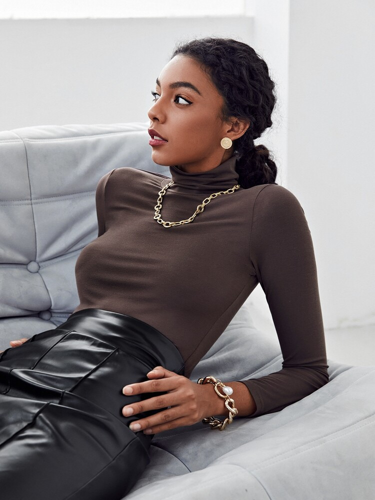 SHEIN High Neck Form Fitted Top | SHEIN