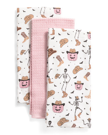 Set Of 3 Western Skeleton Kitchen Towels | TJ Maxx