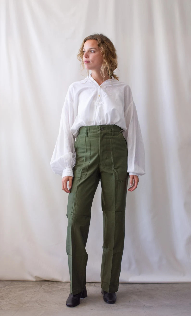 Vintage 25 Waist Army High Waist Pants  OG 107  100 Cotton - Etsy | Etsy (US)