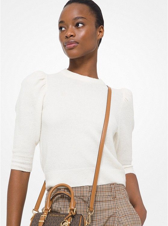 Knit Puff Sleeve Cropped Sweater | Michael Kors US